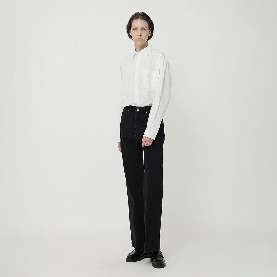 WOMAN FLARED DENIM PANTS BLACK