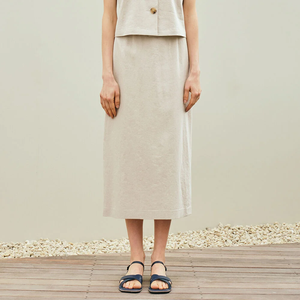 linen H-line skirt_oatmeal
