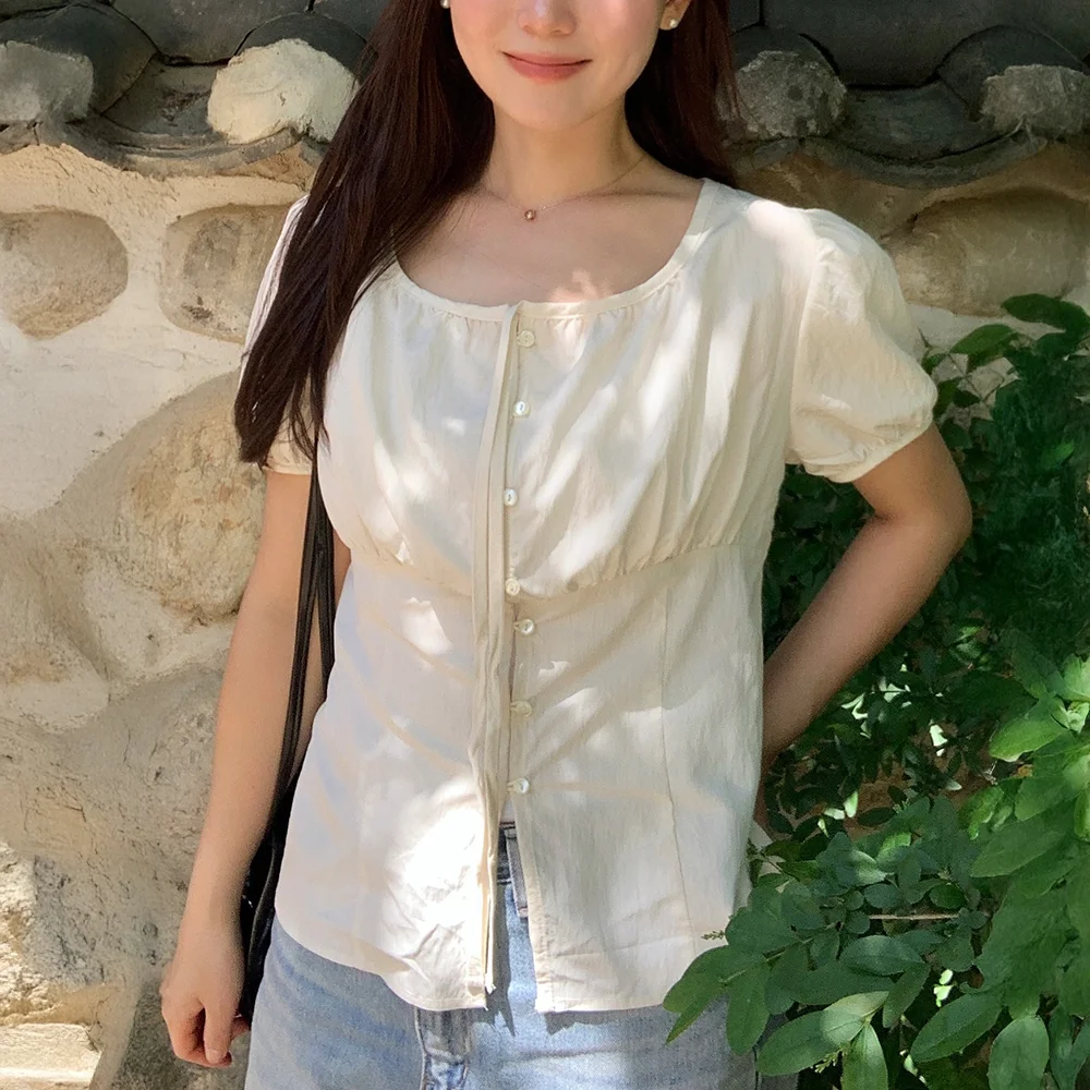 隱藏 雪紡衫 Hidden blouse_ Cream