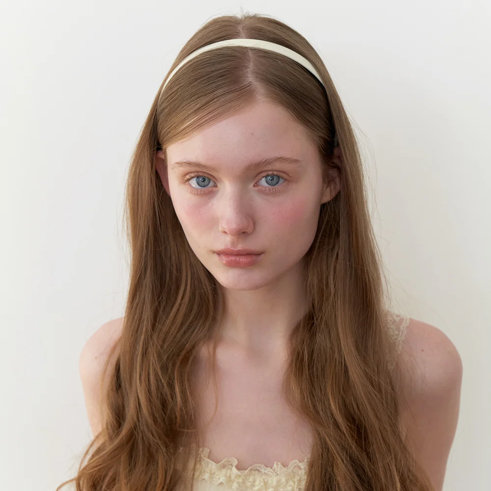 essential ribbon line head band - cream