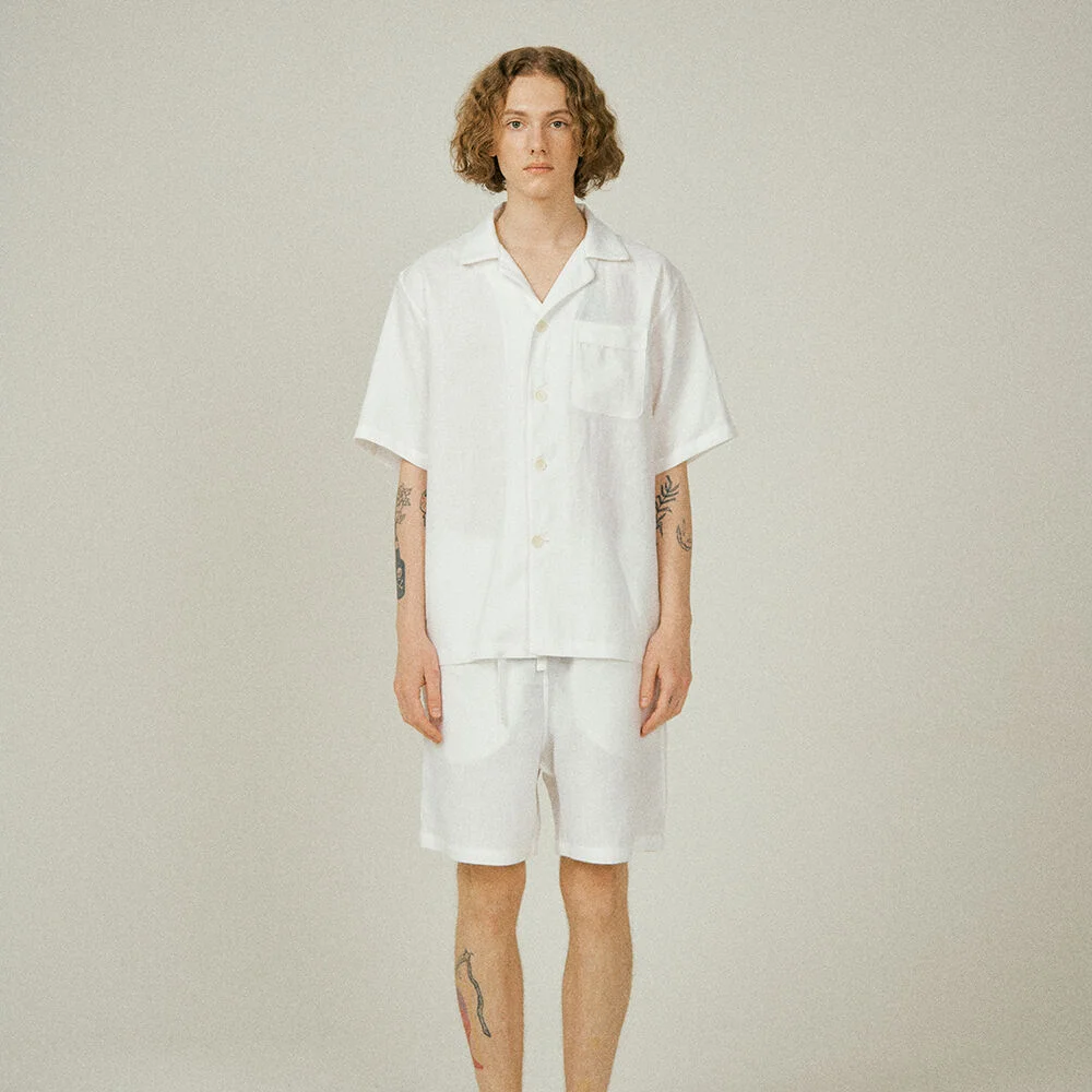 (m) Readymade Pajama Set Linen White