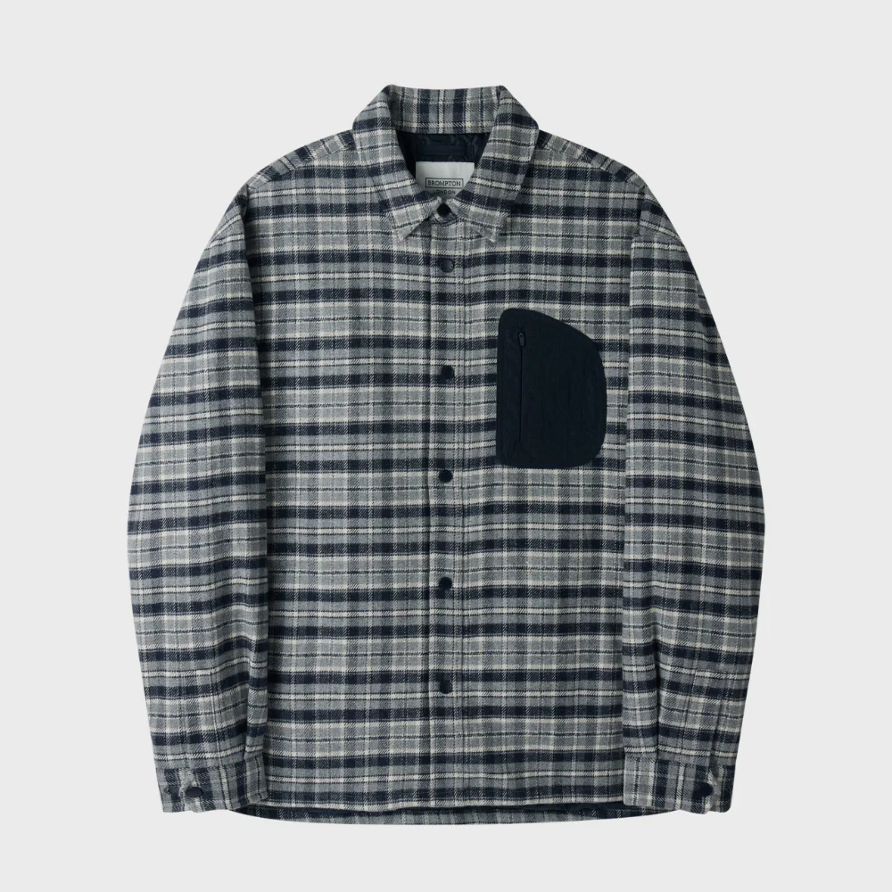 WOVEN PATCH FLANNEL SHACKET - NAVY (P254UPD432)