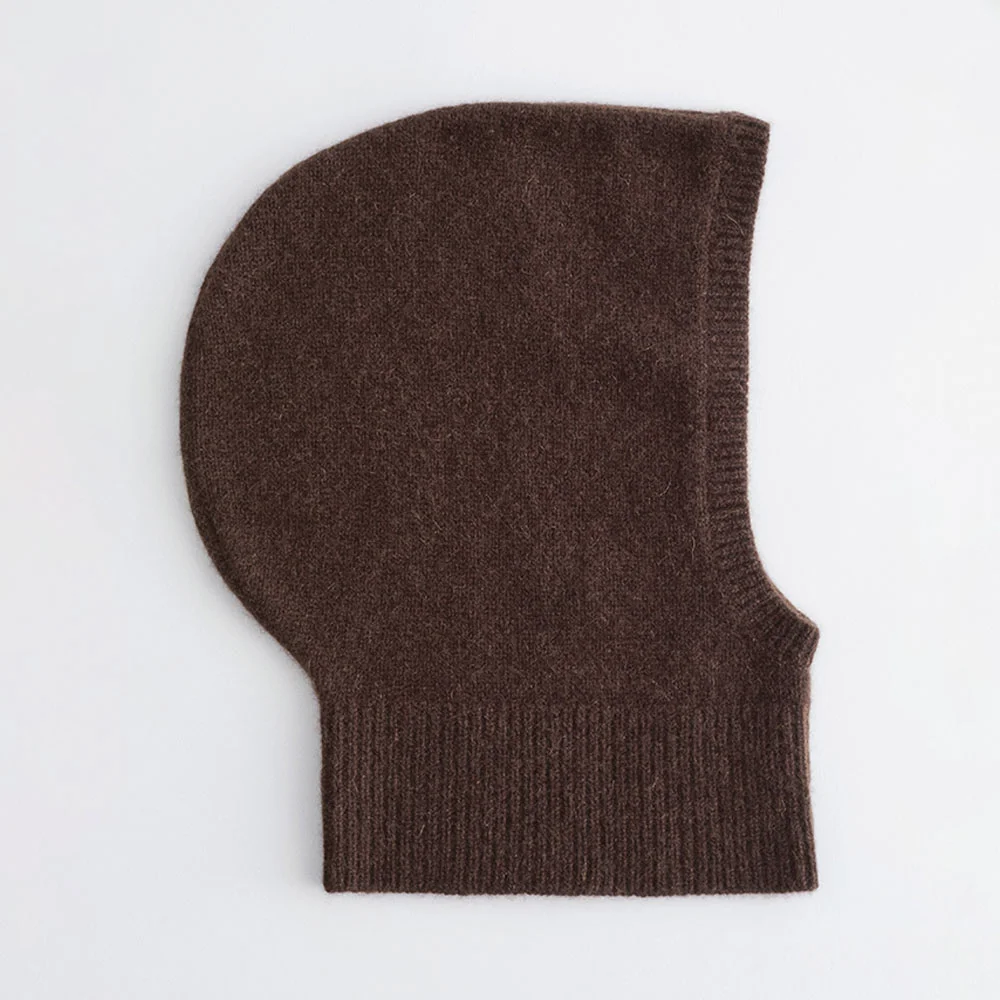 修身 羊絨 連帽衫 (Dark Brown)
