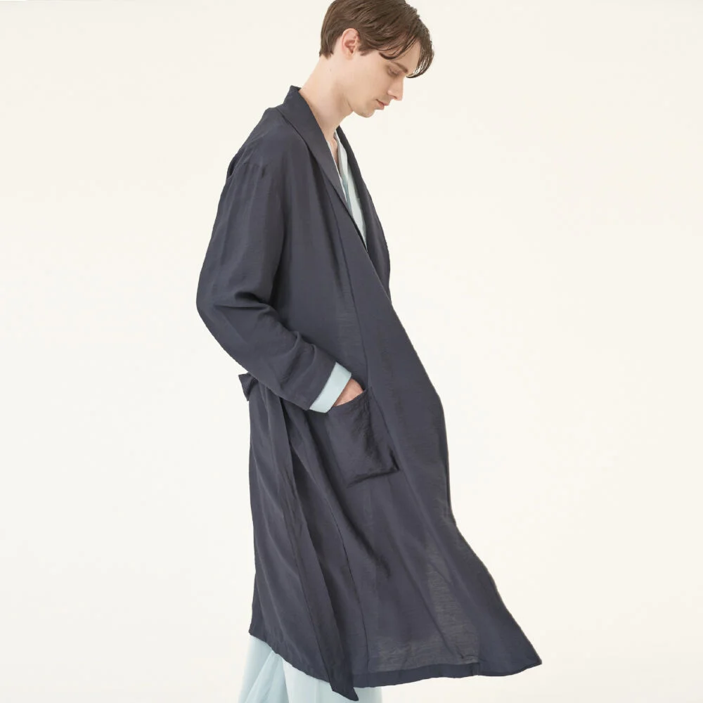 CLASSIC LONG ROBE_wrinkle navy (men)
