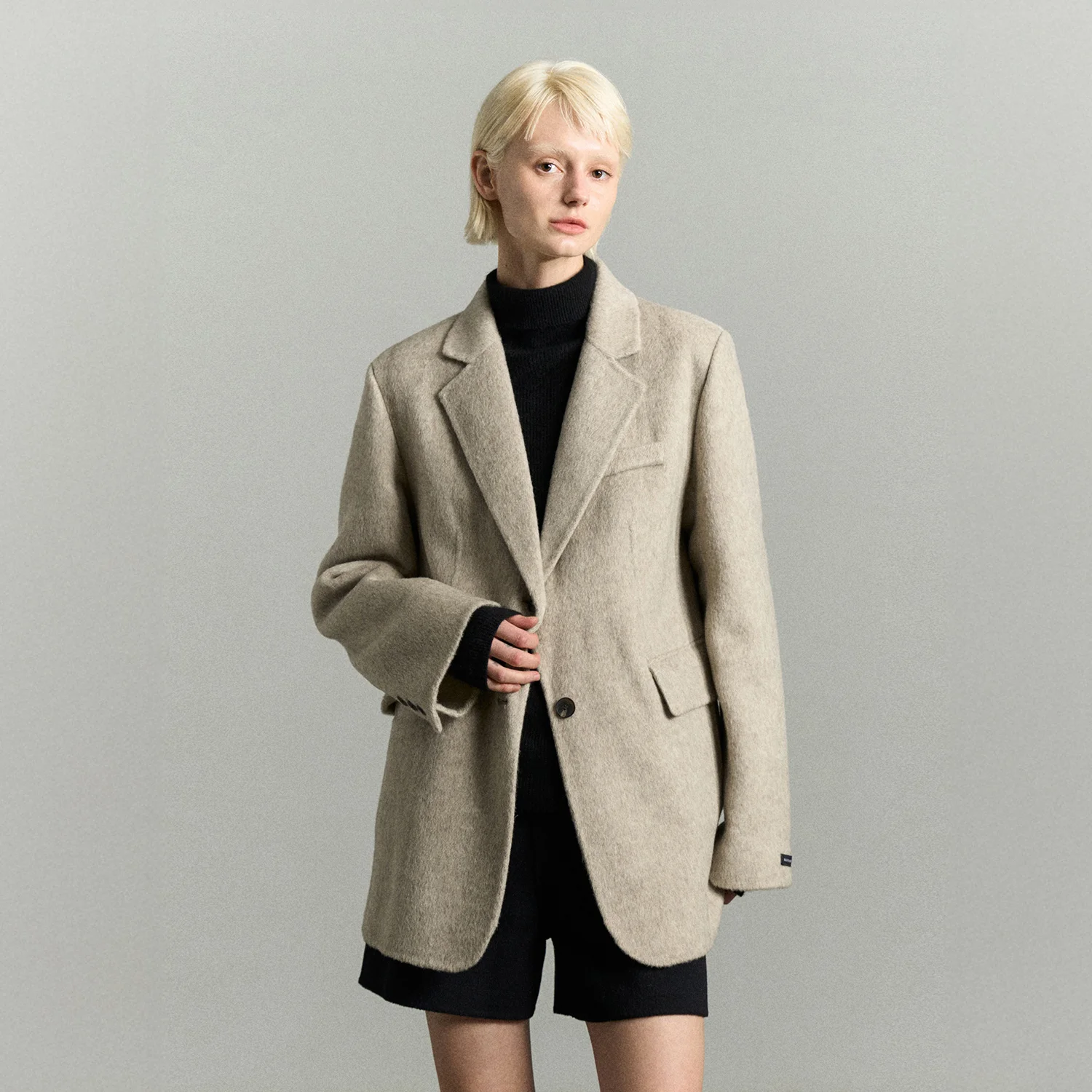 ANGORA SILK HANDMADE JACKET OATMEAL