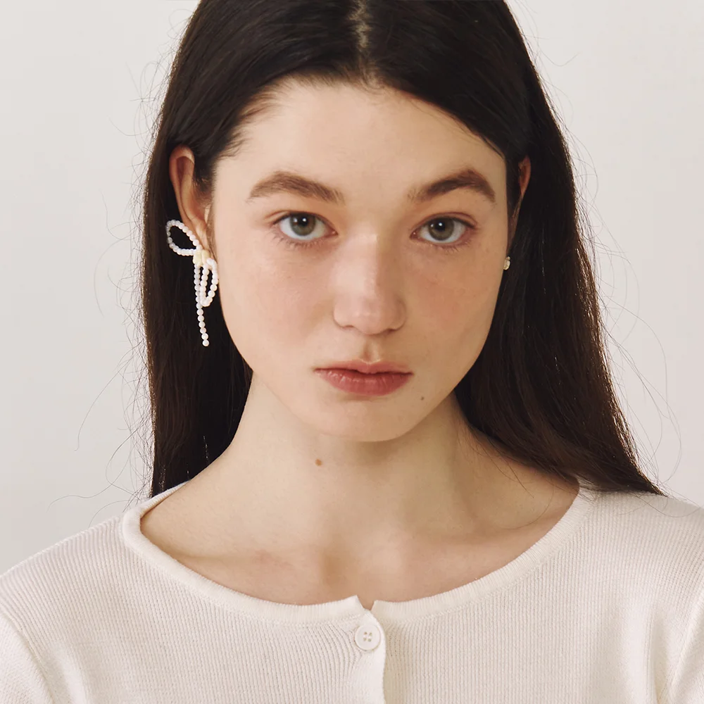 Rose Ribbon Earring Set