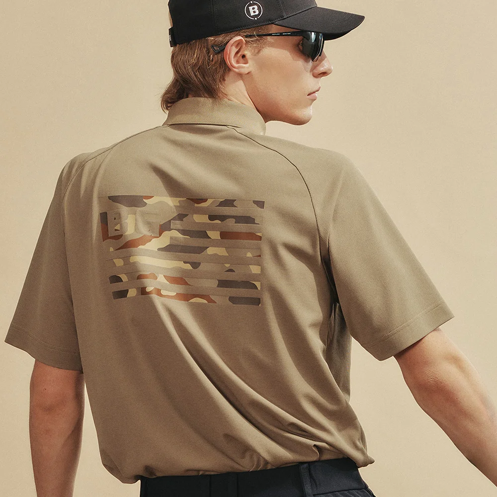 MENS FLAG GRAPHIC POLO SHIRT_BEIGE