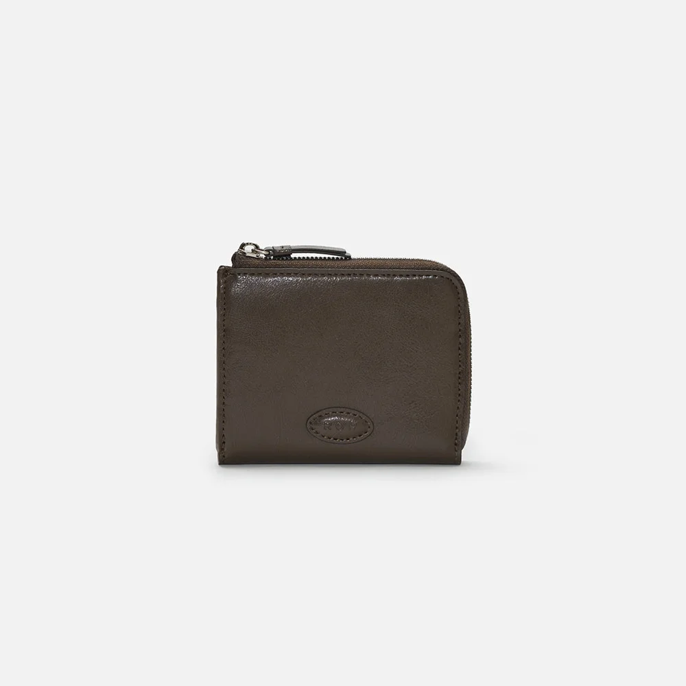 Oval button wallet Wrinkled Umber
