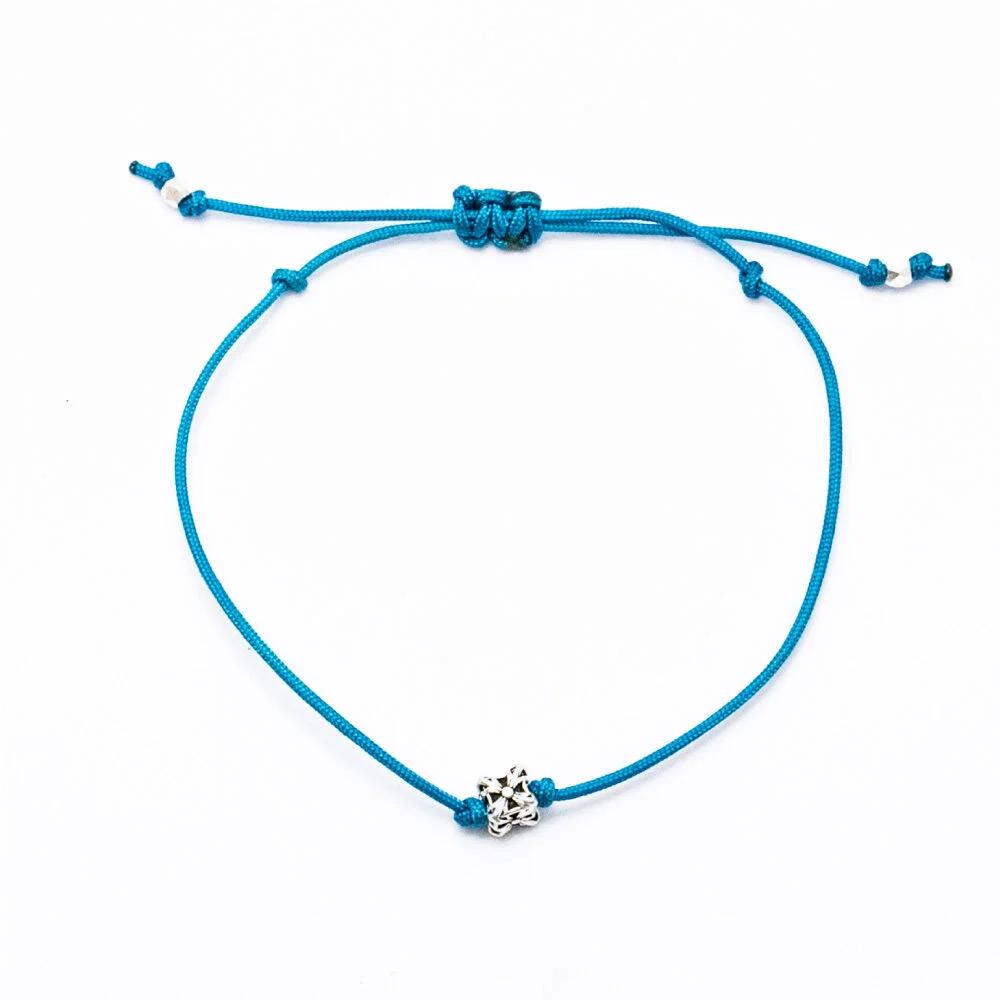 HR 294B_Cube Pendant Fabric Bracelet(Blue)