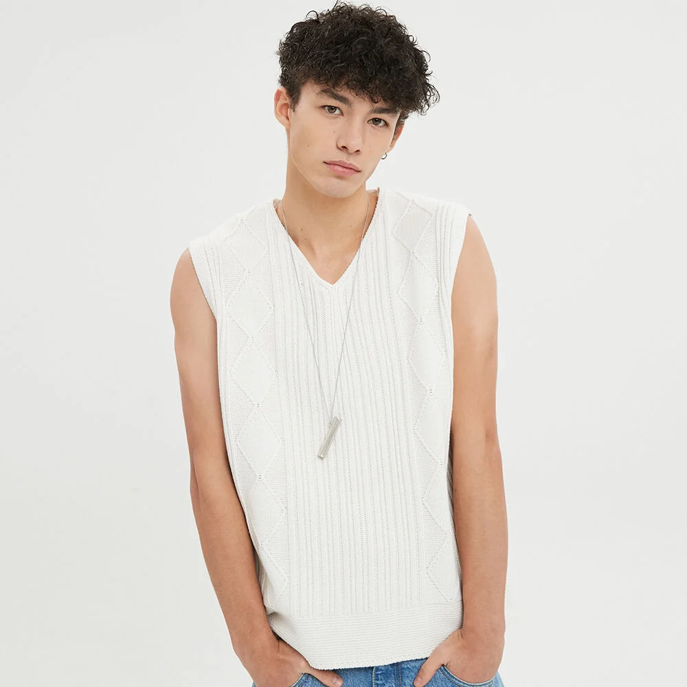UNISEX, Solar Dia Ribbed Knit Vest / Ivory