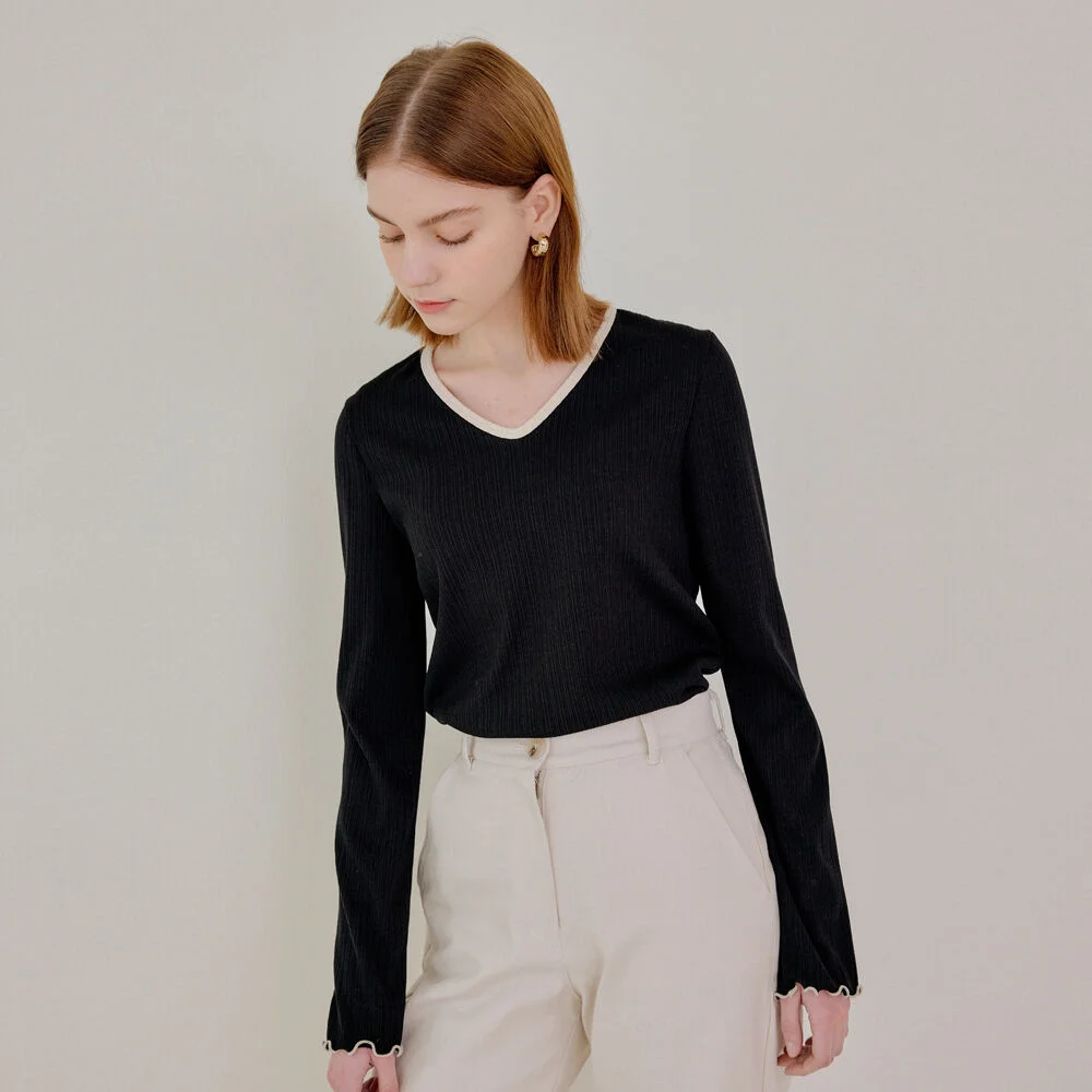 GOLGI SHIRRING T-SHIRT_BLACK