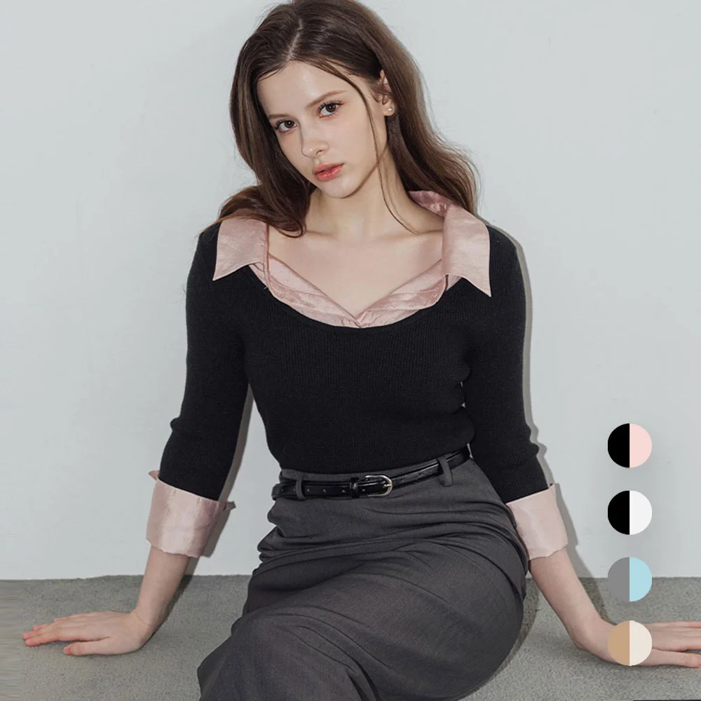 Layered sheer shirt knit