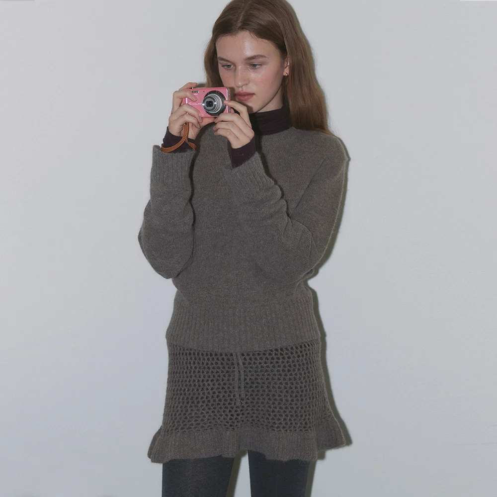 comos 1303 netting skirt set-up knit (mocha)