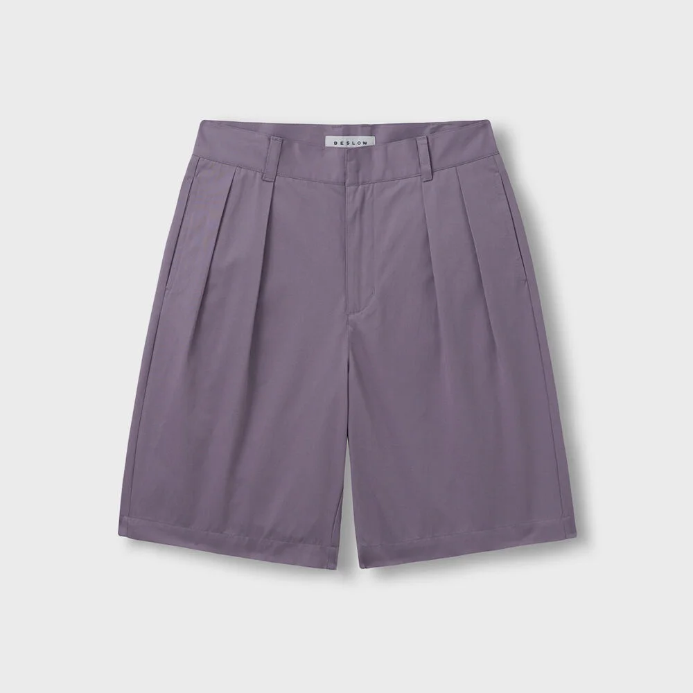 WIDE FIT TWO TUCK SHORTS LAVENDER