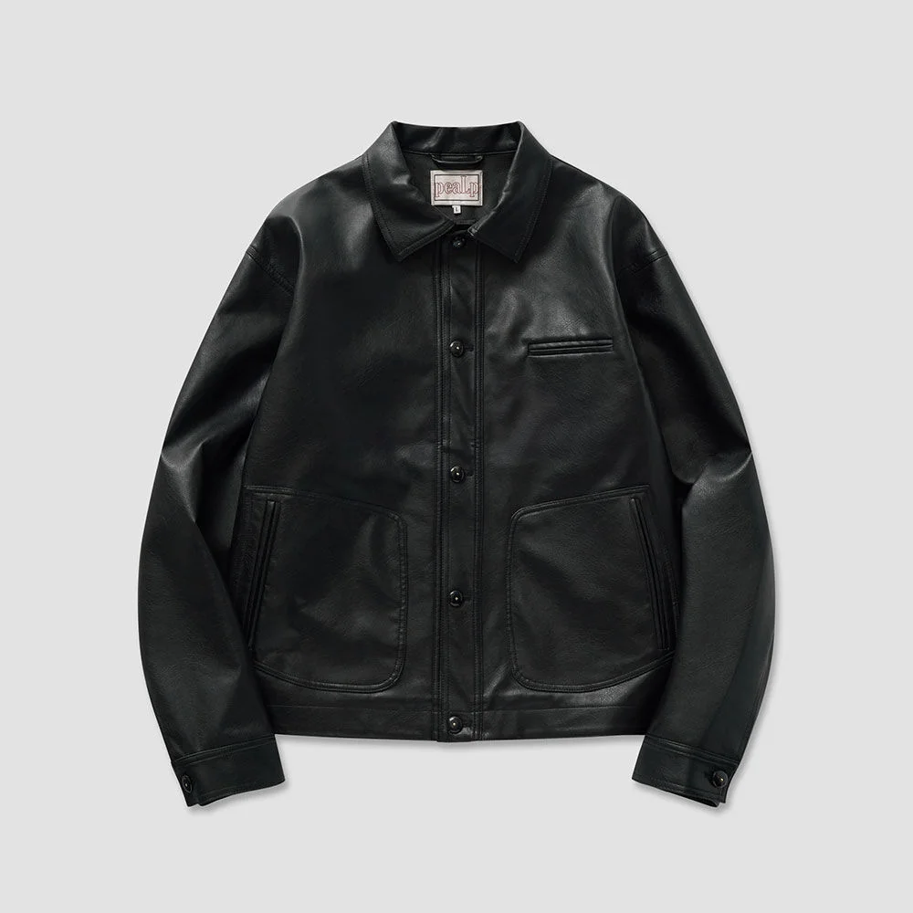 Welt Pocket Faux Leather Jacket 8(Black)