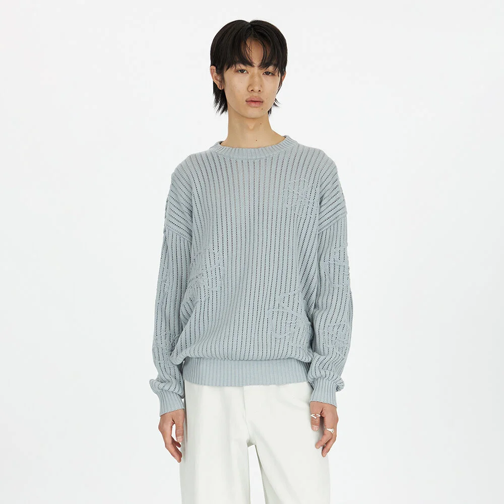 23SS Flower Crew-Neck Knit Blue