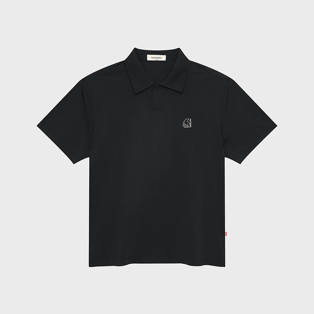 Perrier 經編布 泡泡紗 Polo T恤 - M_Black_OMM26263Z1