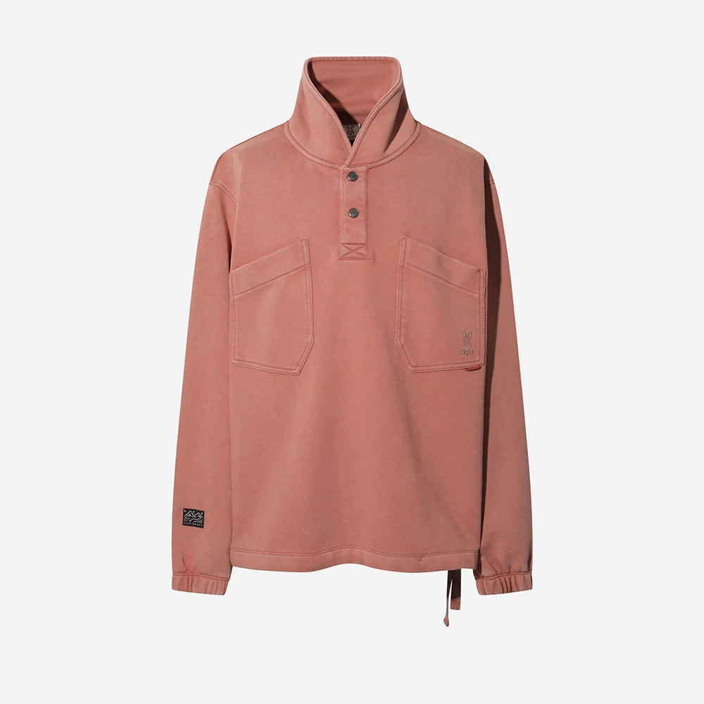 褪色 水洗 半拉鏈 風褸 (PINK)