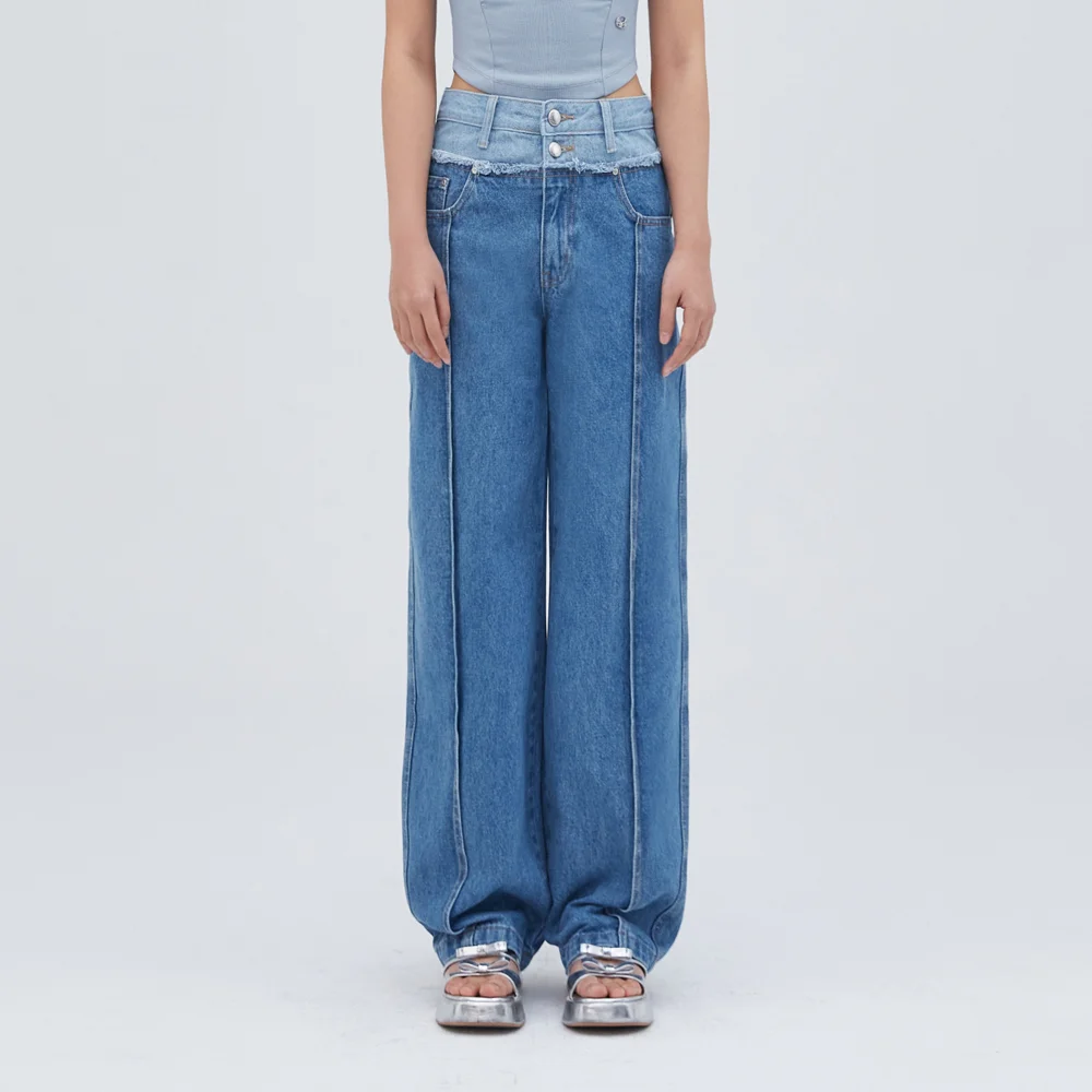 DOUBLE COLOR BLOCK DENIM PANTS BLUE BQ2DP004