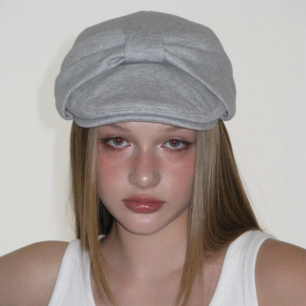 RIBBON HUNTING CAP_GREY