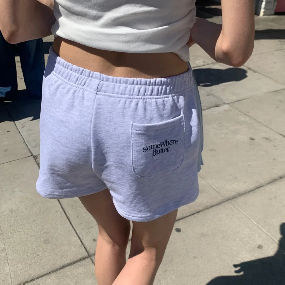 Back Wave Logo Sweat Shorts - White Melange