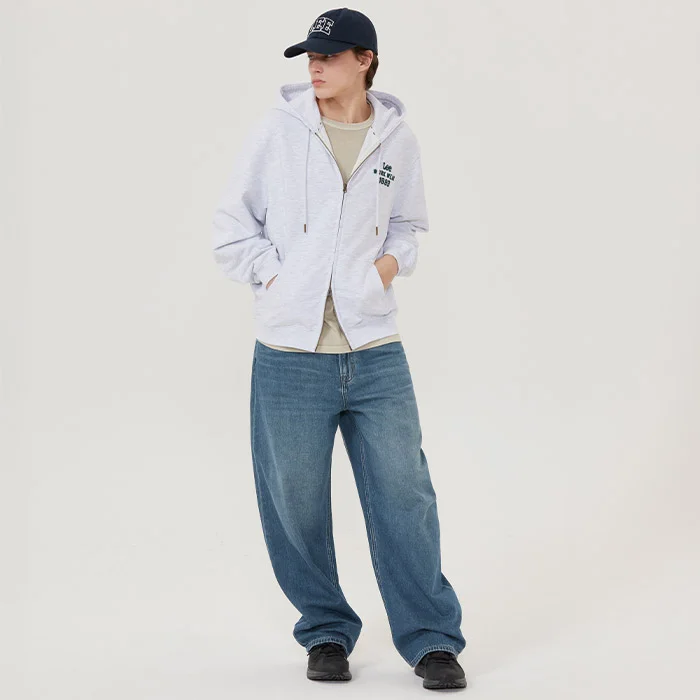 彎曲版型 牛仔 褲子 靛藍 中度