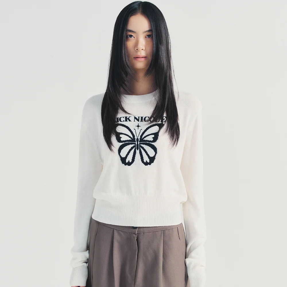 BOLD BUTTERFLY JAQUARD KNIT_IVORY
