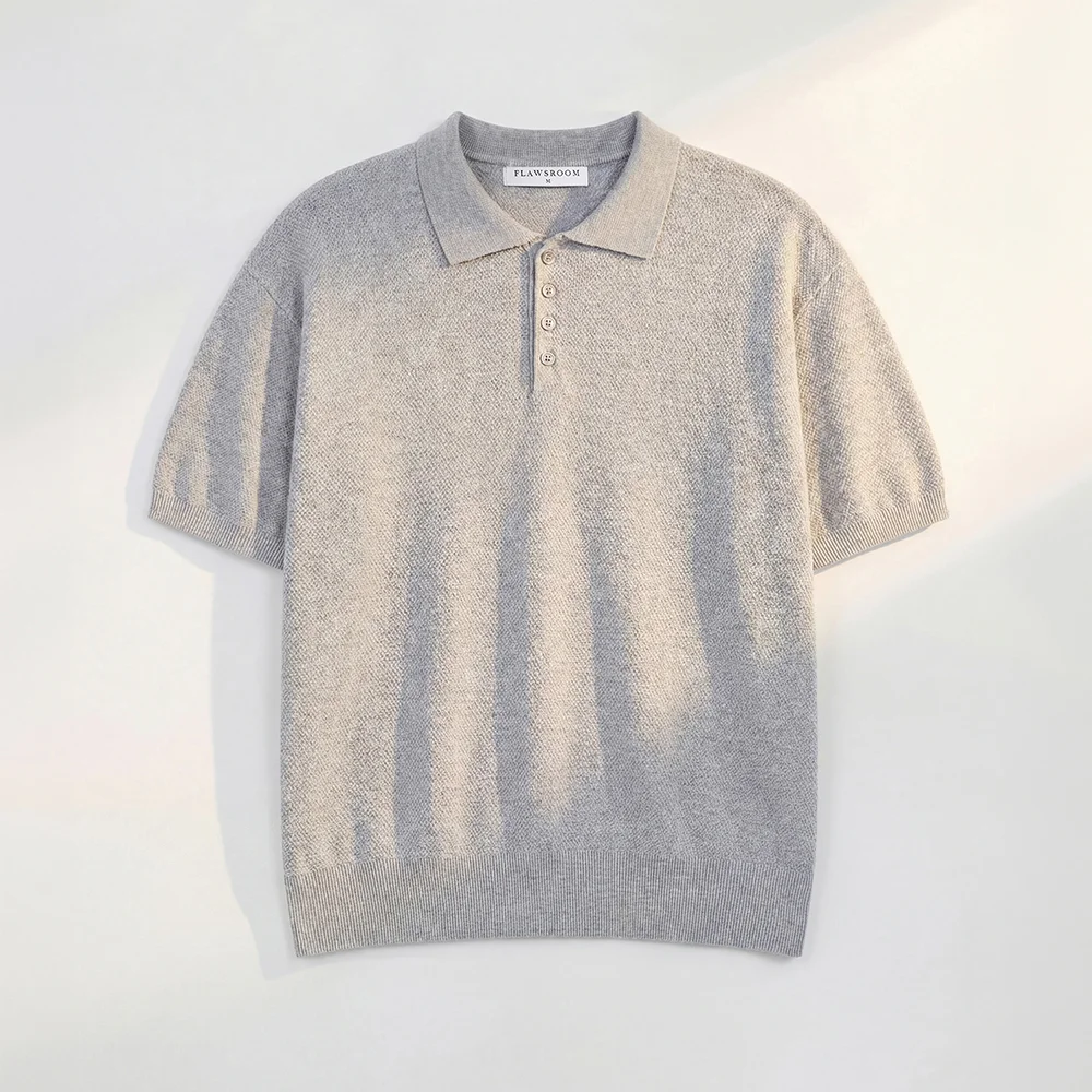 Pure Cotton Collar Knit GREY