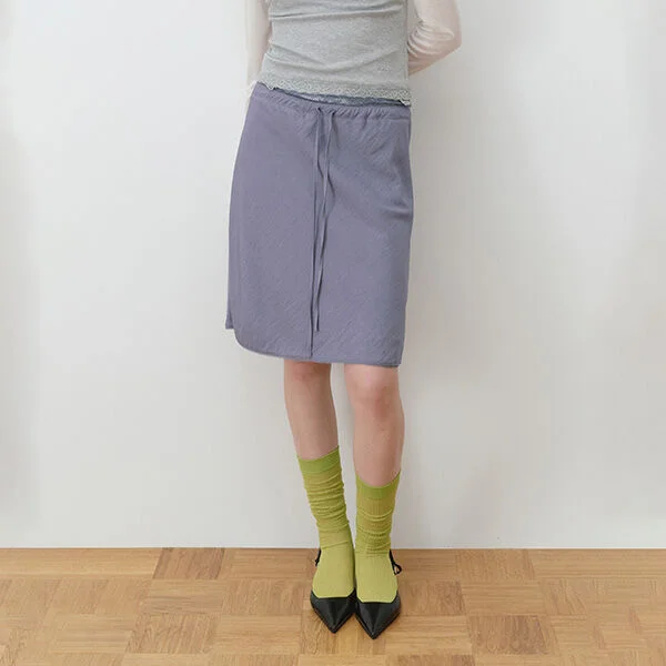 LACE SAGGING MIDI SKIRT BLUE