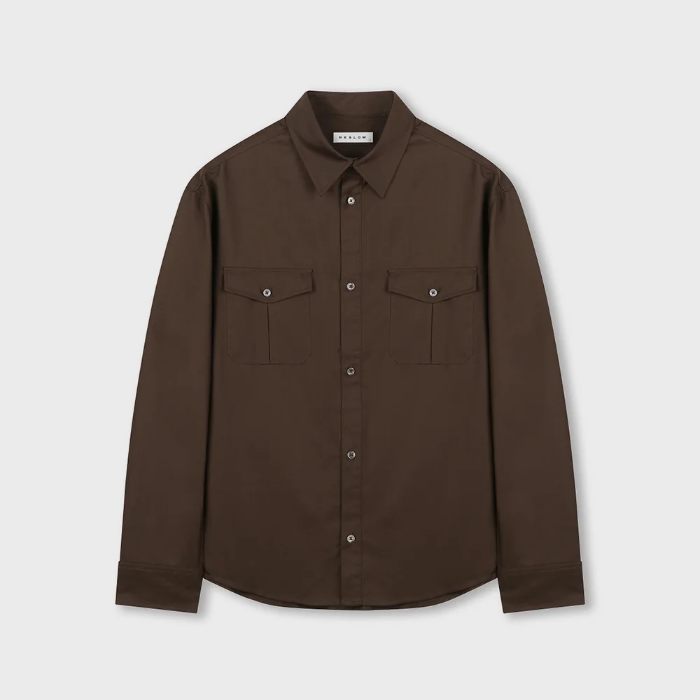 OVERSIZED MILITARY SHIRT BROWN