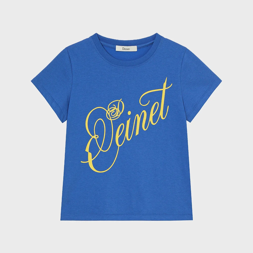 ROSE TYPO GRAPHIC T-SHIRT IN BLUE
