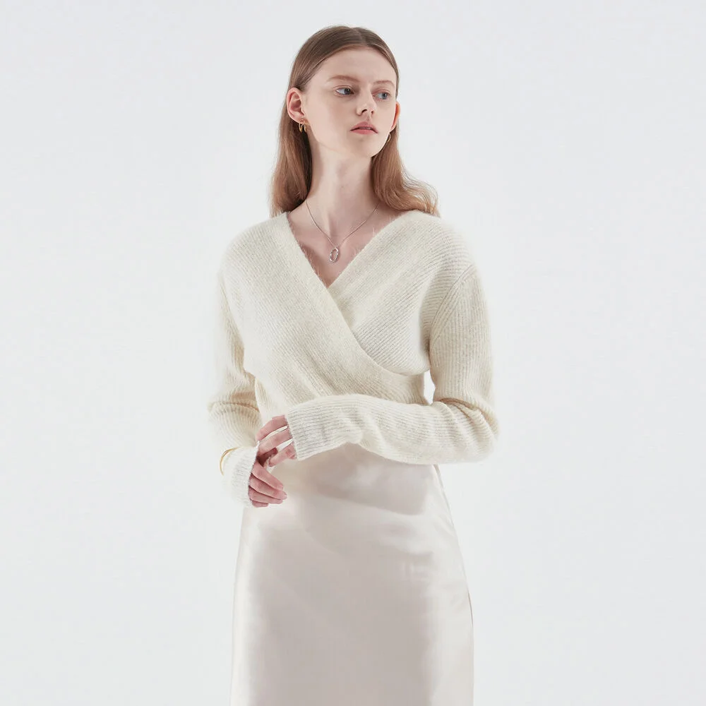 V-NECK WRAP KNIT_IVORY