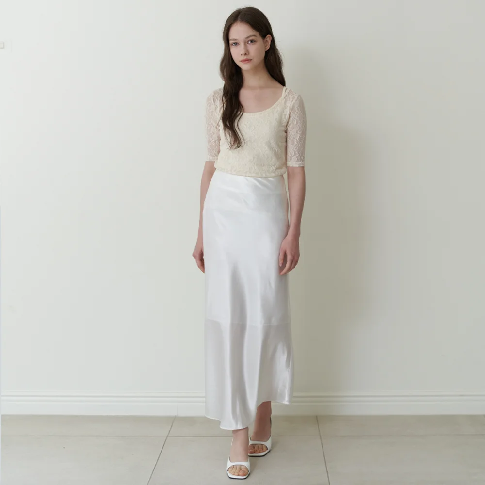 satin mermaid skirt - white