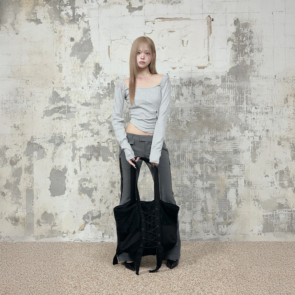 Corset Strap Shoulder Bag (Black)