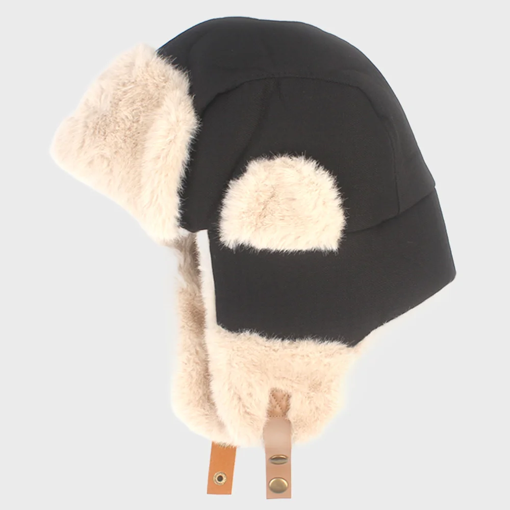 Soft Poly Black Fur Balaclava 飛行帽