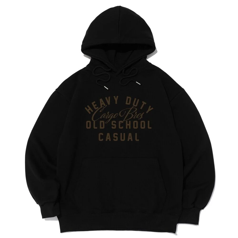 OLD SCHOOL LOGO OVER HOOD T-SHIRT (BLACK)
