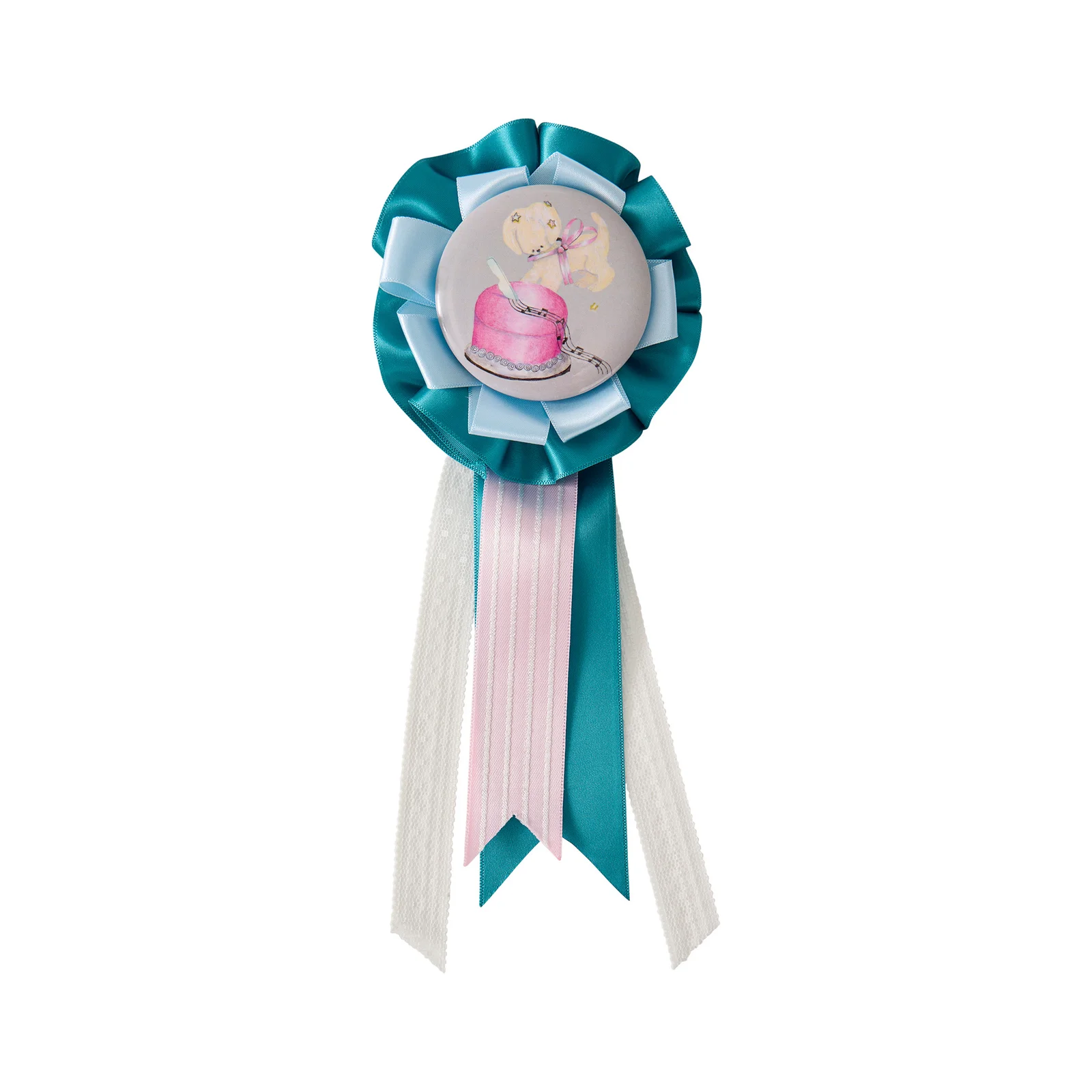 Ribbon-Tied Pin Brooch_Teal Blue