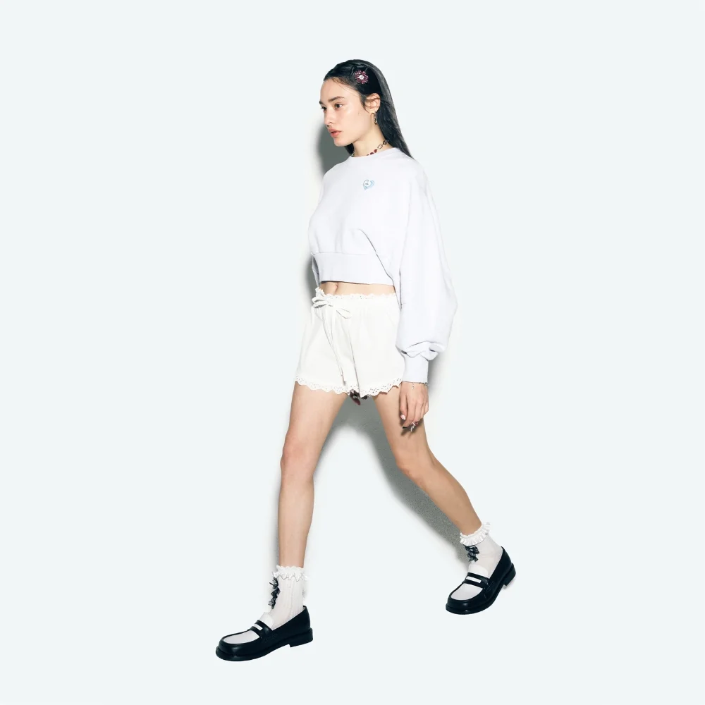 CROP SWEATSHIRT WHITEMELANGE