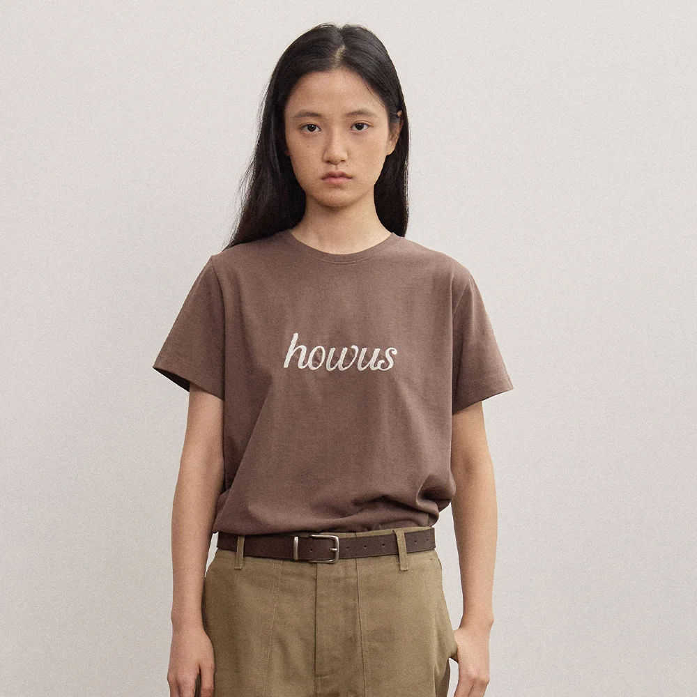 CHAIN LOGO HALF T-SHIRT (BROWN)