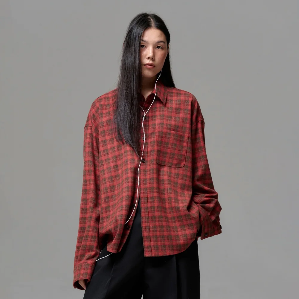 UNISEX VINTAGE CHECK SHIRT - RED