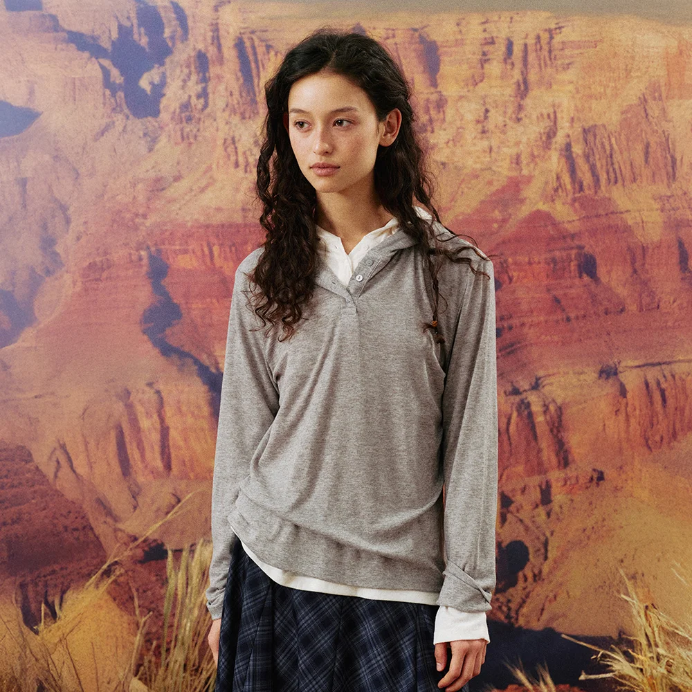 HESEN HOODED TEE_MELANGE GREY