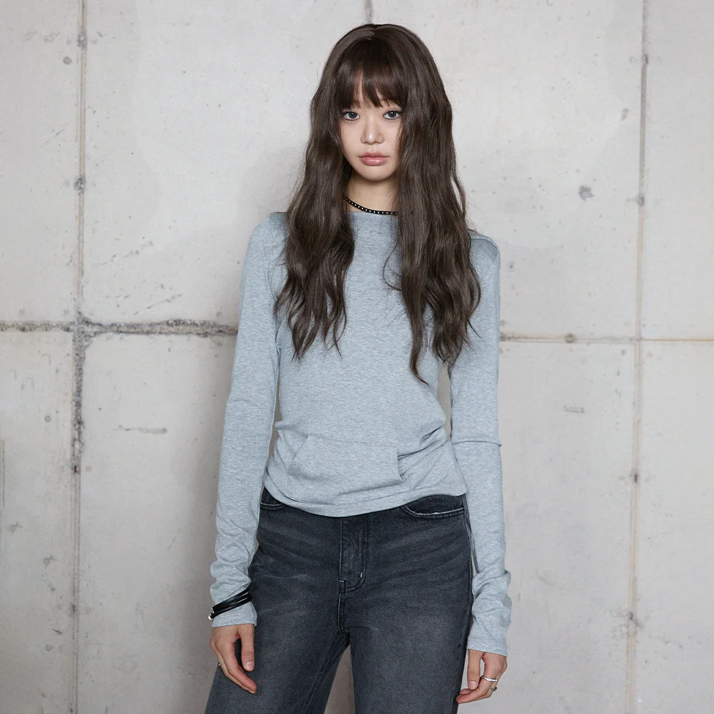 SLIM POCKET HOODIE GREY BR4CL011