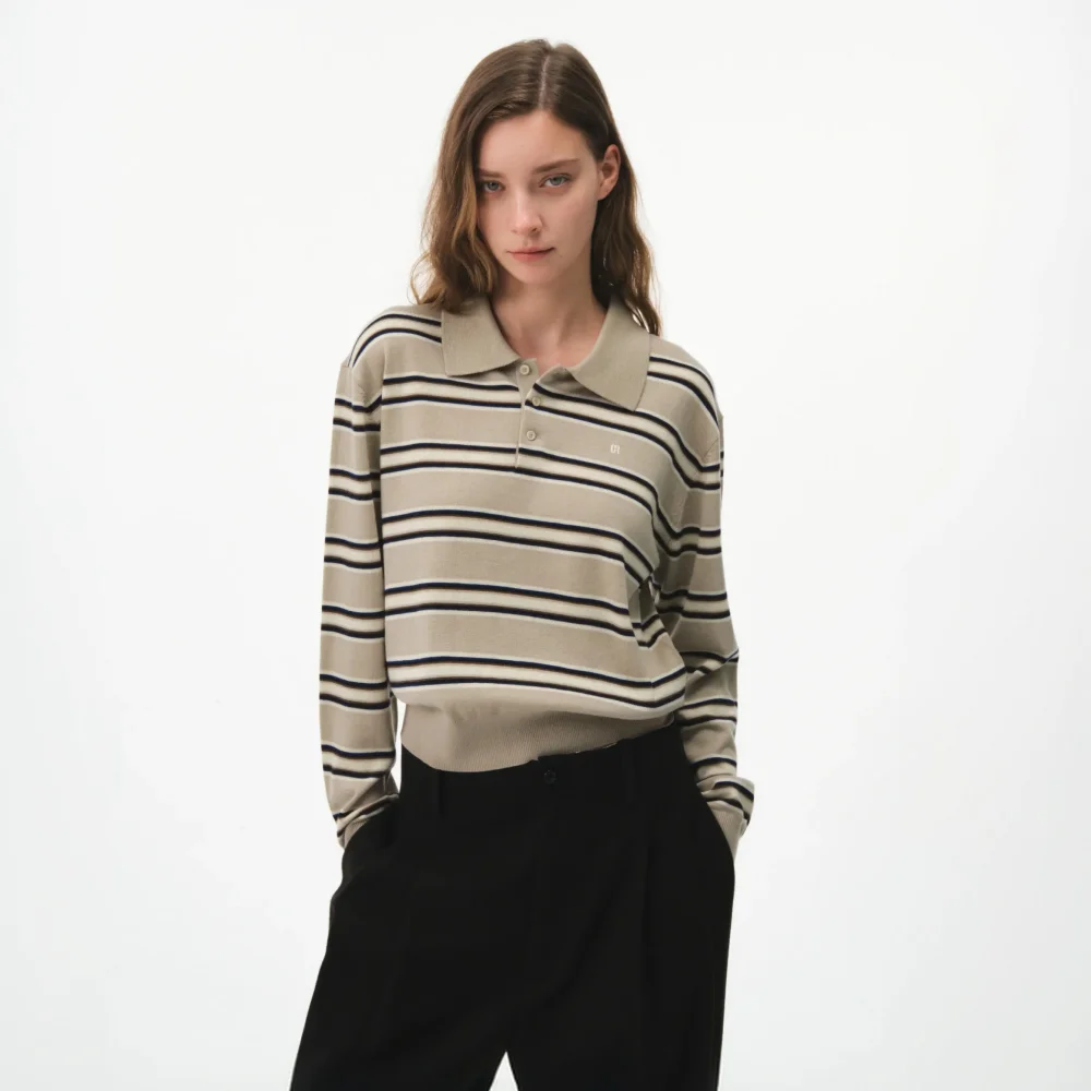 26FW TESSA STRIPE COLLAR KNIT (BEIGE)