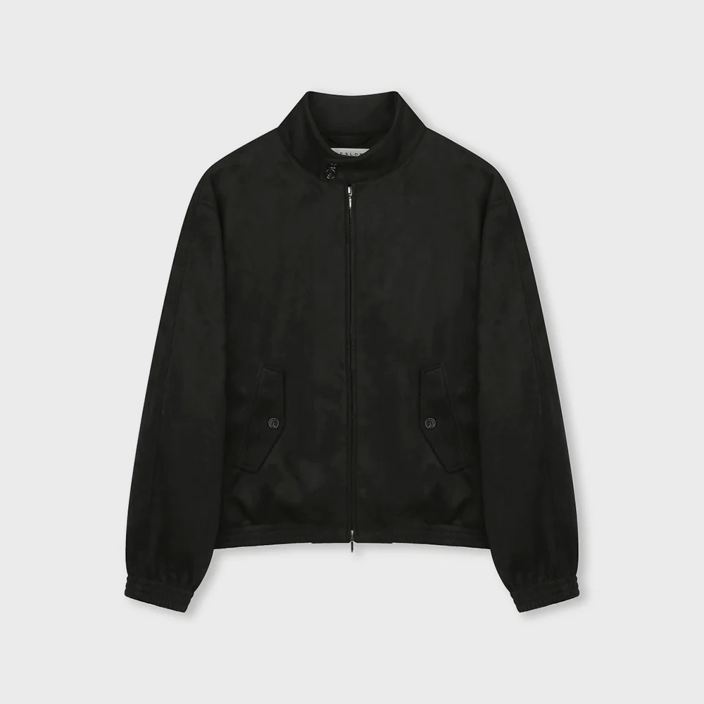 SYNTHETIC SUEDE HARRINGTON JACKET BLACK