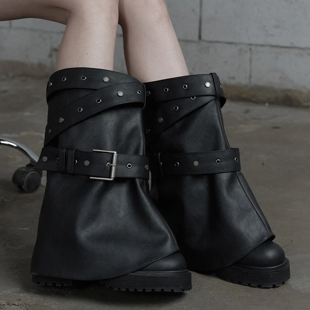 Multi Strap Bijo Leather Wide Boots