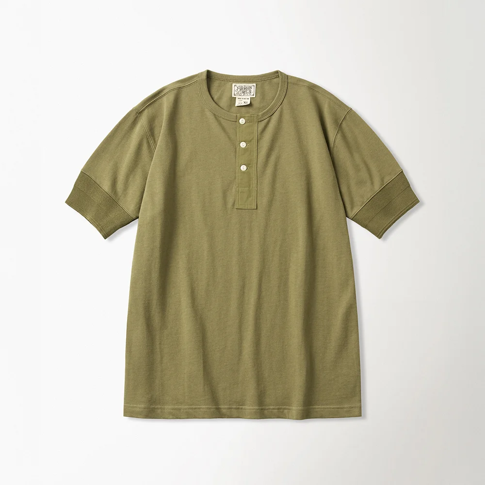 Vintage Short Sleeve Henley Tee Green