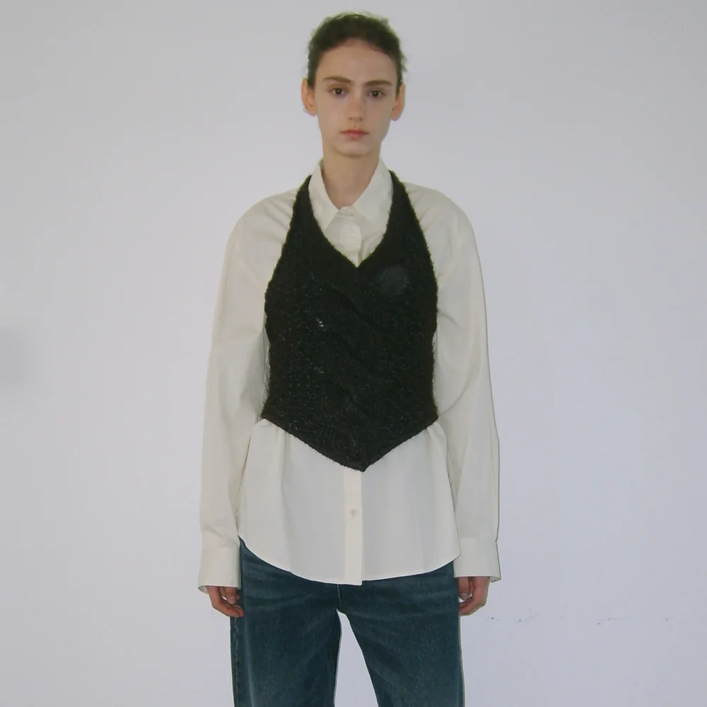 TWIDDLE HALTER KNIT VEST - BROWN