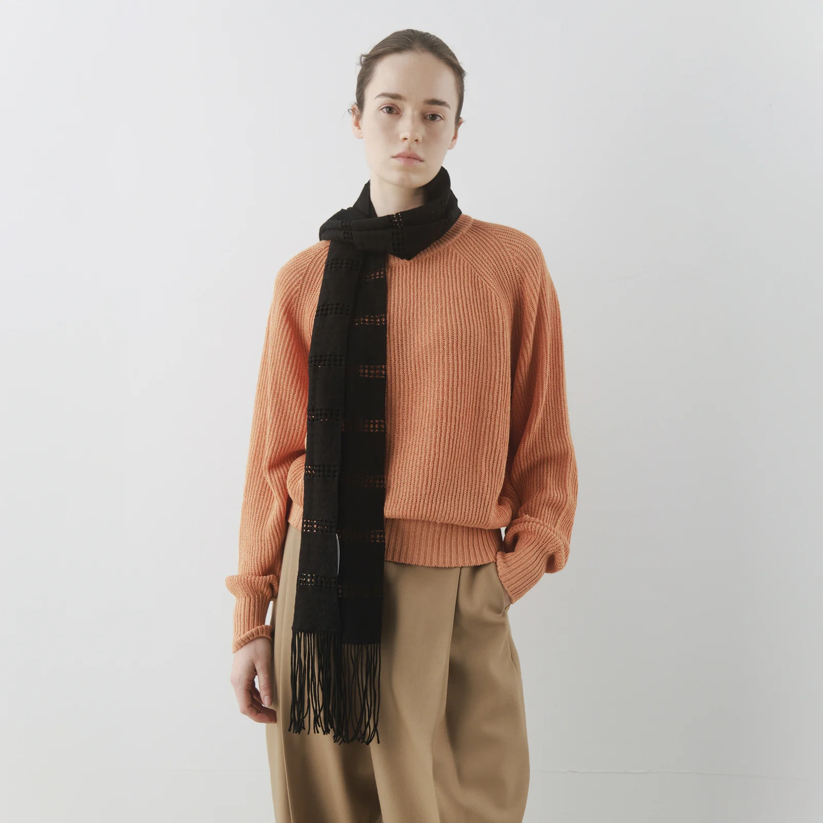 Mild Raglan Rib Knit in Orange