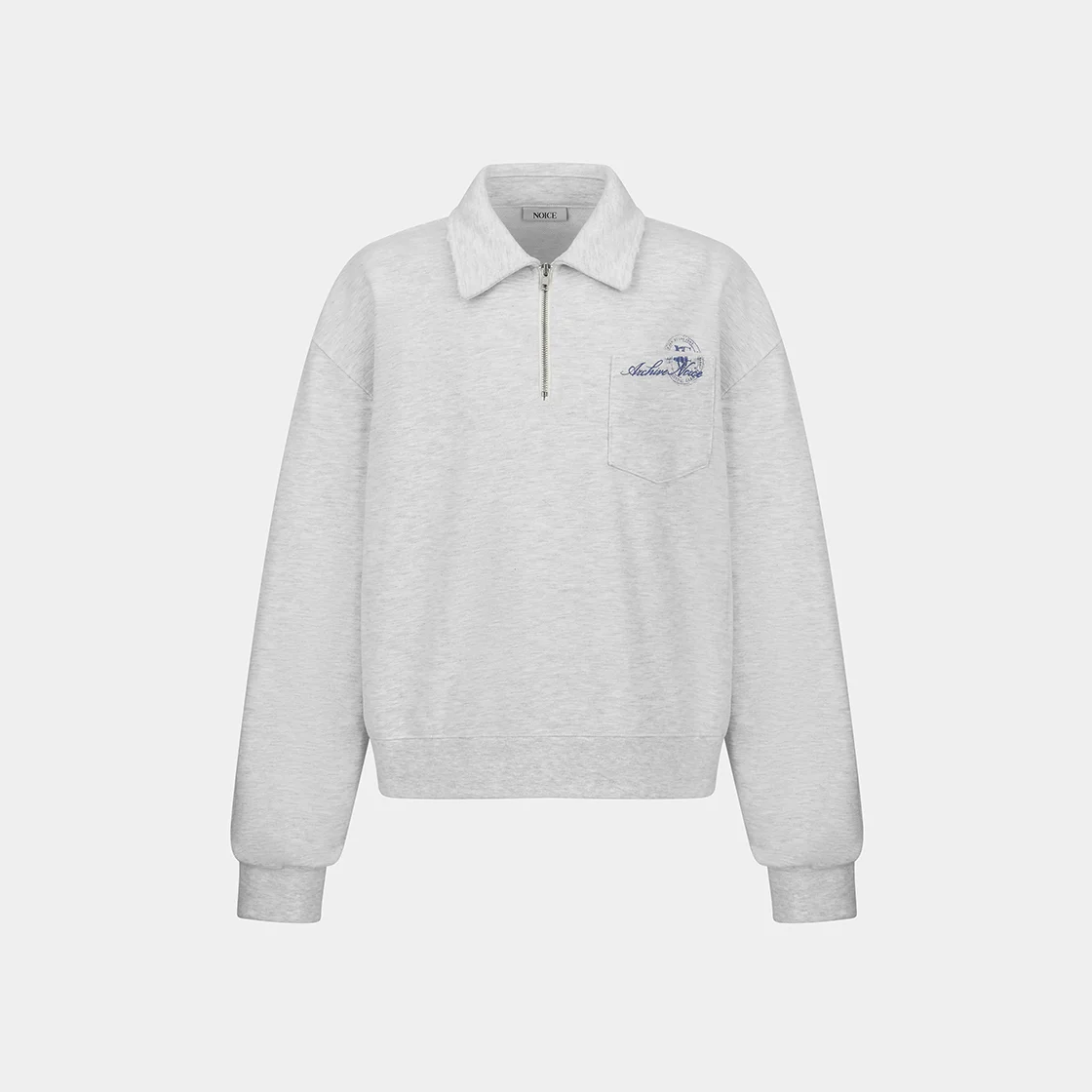 NOICE STAMP QUARTER ZIP SWEATSHIRT - LIGHT GRAY