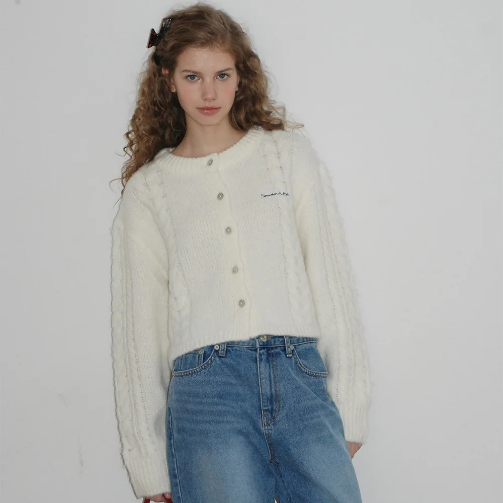 Sandy Alpaca Brush Cardigan - Ivory